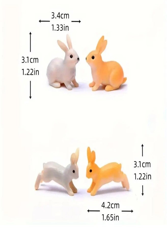 ascension Set of 4 Bunny Figurine Resin Running Rabbit Figurine Rabbit Doll for Home Fairy Garden Dollhouse Decoration Animals Miniature Crafts for Kids Gifts - Image 4